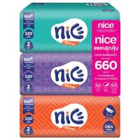 ราคา ไนซ์กระดาษเช็ดหน้าซอฟท์แพ็ค 220แผ่น แพค 3 Nice Facial Tissue Soft Pack 220Sheet Pack 3 (8859411300955)