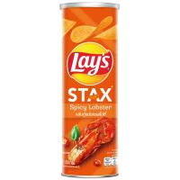 ราคา เลย์สแตคส์มันฝรั่งทอดกรอบรสกุ้งมังกรสไปซี่ 100กรัม Lays Stax Potato Chips Spicy Lobster Flavor 100g. (8850718803873)