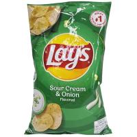 ราคา เลย์มันฝรั่งทอดกรอบรสครีมเปรี้ยวและหัวหอม 170กรัม Lays Potato Chips Sour Cream and Onion 170g. (1200108000608)
