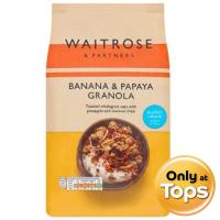 ราคา เวทโทรสอาหารเช้าซีเรียลอบกรอบผสมกล้วยมะละกอและน้ำผึ้ง 1กก. Waitrose Banana Papaya and Honey Granola 1kg. (5000169618837)