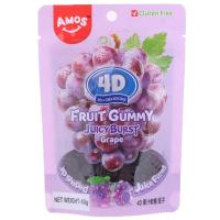 ราคา โฟร์ดีทรีดีดิลิเชียสฟรุตกัมมี่จุซซี่เบิสท์กลิ่นองุ่น 40กรัม 4D 3D Delicious Fruit Gummy Juicy Burst Grape 40g. (6936756249087)