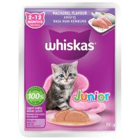 ราคา วิสกัสสูตรลูกแมวรสปลาทูอาหารแมวชนิดเปียกแบบซอง80กรัม Whiskas Junior Mackerel Cat Food Wet Pouch 80g. (8853301550123)
