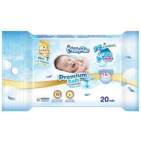 ราคา มามี่โพโคเบบี้ไวพ์รีเมี่ยมซอฟท์ 20ชิ้น Mamy Poko Baby Wipes Premium Soft 20pcs. (4710054306008)