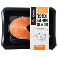 ราคา มายช้อยส์เนื้อปลาแซลมอนหั่นสเต๊กแช่แข็งขนาด 180กรัม My Choice Frozen Salmon Steak Cut Size 180g. (8853474056378)