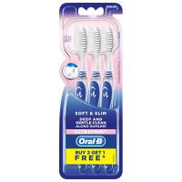 ราคา ออรัลบีแปรงสีฟันซอฟท์แอนด์สลิม แพค 3 Oral B Soft&Slim Toothbrush Pack 3 (4987176031884)