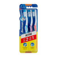ราคา เบอร์แมนแปรงสีฟันแอคทีฟ แพค3 Berman Toothbrush Active Medium Pack 3 (8851145200082)