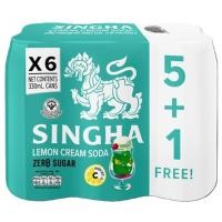 ราคา สิงห์ครีมโซดาเลมอน 330มล. แพค5 ฟรี 1 Singha Cream Soda Lemon 330ml. Pack 5 Free1 (8850999026978)