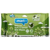ราคา สมาร์ทเตอร์เนเชอรัลซอฟท์แอนด์เจนเทิลเวทไวพส์ 10แผ่น Smarter Natural Soft and Gentle Wet Wipes 10sheets (8853474063581)