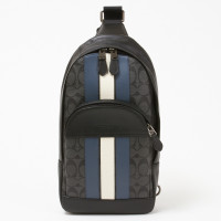ราคา F67249 กระเป๋าสะพายผู้ชาย COACH พร้อมส่ง แท้100 COACH HOUSTON PACK IN SIGNATURE CANVAS WITH VARSITY STRIPE (1715128002)