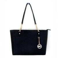 ราคา Michael Kors แท้ หนังแท้ ฟอกแบบกันรอยขีดข่วน ทนงสวย Michael Kors Jet Set Chain Item Saffiano Leather Top Zip EW Chain Tote Black 38S6XTCT3L (1521694549)