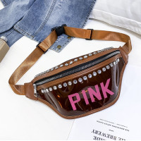 ราคา พร้อมส่งจากไทย กระเป๋าคาดอกใสๆแต่งเพชร มี 5 สี (1169732384)