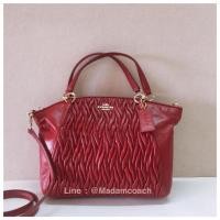 ราคา Coach 37081 SMALL KELSEY SATCHEL IN GATHERED TWIST LEATHER CLASSIC RED ของแท้ (798782466)