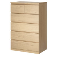 ราคา ตู้ 6 ลิ้นชัก วีเนียร์สีไวท์โอ๊ค 80x123 ซม MALM มาล์ม (1423144552)