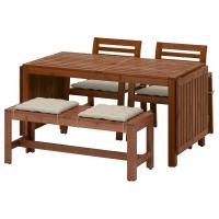 ราคา โต๊ะ เก้าอี้2 อาร์มแชร์ ม้านั่ง น้ำตาล โฮลเออ เบจ ชุดโต๊ะและเก้าอี้ทานอาหาร ÄPPLARÖ (1407094421)