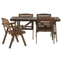 ราคา โต๊ะ เก้าอี้วางแขน4ตัว กลางแจ้ง น้ำตาลเทา ชุดโต๊ะและเก้าอี้ทานอาหาร FALHOLMEN (1406868573)