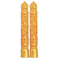 ราคา เทียนพรรษาแกะลายปัดทอง ขนาด 5 x 35 ซม แพ็คคู่เทียน เชิงเทียน ไม้ขีดไฟของใช้ในพิธีและเครื่องสังฆภัณฑ์ (871504030)