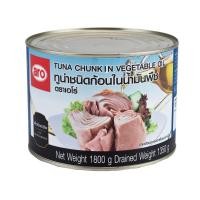 ราคา ปลาทูน่าชนิดก้อน ในน้ำมันพืช ตราเอโร่ ขนาด 1800กรัม กระป๋อง ARO Tuna Chunk in Vegetable Oil (1032744519)