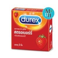 ราคา Durex Strawberry 3 ชิ้น กล่อง ถุงยางอนามัยผิวเรียบ ขนาด 52 5 มม 13381 (883168586)