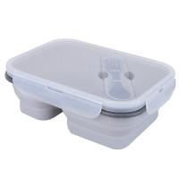 ราคา กล่องข้าวซิลิโคน พับเก็บ ยืดหดได้ แบบ 2 ช่อง (1083894412)