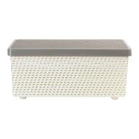 ราคา DKW ตะกร้าอเนกประสงค์ลายสานพร้อมฝาปิด รุ่น SENN HH 2095L L ขนาด 37 x 26 x 16 ซม สีครีม เทา (1673320305)