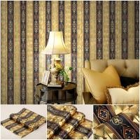 ราคา วอลเปเปอร์ติดผนัง ลายหลุยส์เส้นตรง สีน้ำเงินทอง ไม่มีกาวในตัว (1448538375)