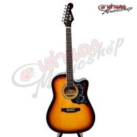 ราคา กีต้าร์โปร่ง Kazuki PSF 41C ทรง Dreadnought Cutaway เต่าแดง (1111512738)