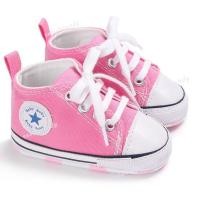 ราคา รองเท้าผ้าใบเด็ก รองเท้าเด็กหัดเดิน รองเท้าน่ารักๆ พื้นผ้าลายจุด Baby Shoe Prewalker รองเท้าเด็กเล็ก ผ้าใบเด็กลายstar สีชมพู ขนาด 13 cm (109701591)
