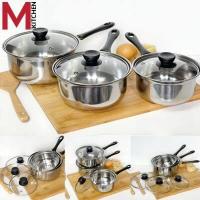 ราคา M KITCHEN หม้อ ชุดหม้อ หม้อด้าม หม้อสแตนเลส เครื่องครัว สแตนเลส ชุดหม้อด้ามสแตนเลส 3 ใบ ขนาด 14 16 18 ซม สามารถใช้กับเตาแม่เหล็ก 141618 (10173056877)