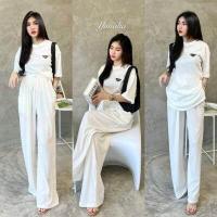 ราคา ชุดเซต 2 ชิ้น เสื้อแขนสั้นยาวคลุมสะโพกผ่าข้างนิดๆ กางเกงขายาว งานสวยเนื้อผ้ายืดนิ่มๆๆสุดๆ ชุดเซ็ต Yunaka (14067164761)