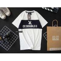 ราคา เสื้อยืดงานปักตัดต่อ งานปัก งานป้าย CC OO Cotton 100 SMLXL ใส่ได้ชาย หญิง (1410378903)