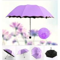 ราคา ร่มวิเศษ โดนน้ำมีลายดอก สีซากุระม่วง ร่มพับ 3 ตอน ร่มกันน้ำ กันฝน กันUVกันแดด ง่ายต่อการพับเก็บ วัสดุแข็งแรง ต้านลมได้ดี สปริงคุณภาพสูง ร่มกันแดดนักกีฬา ร่มกันฝนเล็ก ร่มเล็กพกพา ร่ (3173816329)