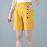 ราคา Geegobuy กางเกงผ้าคอตตอนลินิน ขา 5 ส่วน แต่งกระดุม สำหรับใส่ในหน้าร้อน (15315708320)