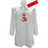 ราคา เสื้อไหมแขกขาว เสื้อโอม เสื้อตัวยาว สกรีนโอมตรีศูล ใส่ได้ทั้งชาย และ หญิง ทรงตรง (15082821923)