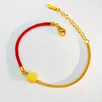 ราคา OYJR ด้ายแดงนำโชค สร้อยข้อมืออักษรจีนฝู Fu นำโชค กำไลข้อมือสแตนเลสทองชุบ 18k ไม่ลอกดำ (14950921523)