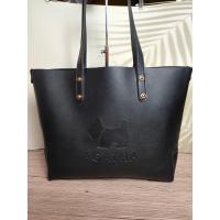 ราคา กระเป๋าหนังมือสองทรง Shopping ใบใหญ่สีดำ AGATHA ปั๊มลายน้องหมาและแบรนด์ด้านหน้า (16216197017)