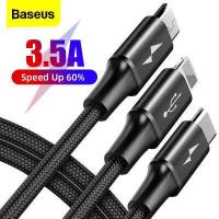 ราคา Baseus 1 2m 3 in 1 Micro USB Type C iPhone Cable สำหรับ iPhone 13 Pro Max 12 11 USBC Fast Charging Cable สำหรับ Samsung Xiaomi Multi Data Cable (11084119939)