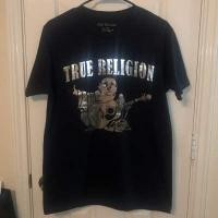 ราคา 2022 NEW True Religion Navy Blue W Silver Buddha Mens Medium T Shirt (14886936902)