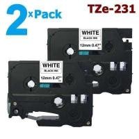 ราคา 2 Pack 12mm Tze231 Black on White for Brother PTouch Label Tape 8M Length TZe 231 TZ 231 TZ231 Tze Tz 231 Compatible with P Touch P Touch Labeler Label Maker Printer Labeling Too (5968312158)