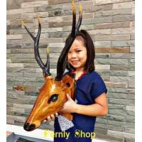 ราคา หัวกวางแกะสลัก หัวกวางไม้สัก แขวนผนังตกแต่งบ้านที่ทำงานร้านค้า งาน handmade (10551681390)