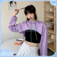 ราคา ZM พร้อมส่ง เสื้อครอปมีฮู้ด เสื้อยืดแขนยาวสตรีท ผู้หญิงเสื้อเอวลอยบางแขนยาว เสื้อครึ่งตัว เอวลอย สีเขียสสดสาวสายเต้น เสื้อยืดมีฮู้ด (13065621926)