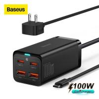 ราคา Baseus 100W GaN3 Pro USB C Charger 4 Ports Desktop Fast Charger with 5ft AC Cable for MacBook Pro Air iPhone 13 12 iPad Pro Samsung Galaxy (14069461659)