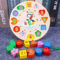 ราคา บล็อกนาฬิกาไม้ ของเล่นเสริมพัฒนาการเด็ก หน้าปัดนาฬิกาเสริมทักษะ อ่านเวลา ตัวเลข และศัพท์ภาษาอังกฤษ ของเล่นเด็ก ของเล่นไม้ (6288272863)