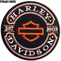 ราคา ตัวรีดติดเสื้อ อาร์มติดเสื้อ ปักลาย HARLEY EST 1903 Patch ทรงกลม ขนาด 8 8cm งานปักคุณภาพดี รุ่น P7Aa52 0005 (12809947679)