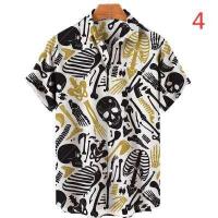 ราคา KK เสื้อโปโลแฟชั่นสำหรับผู้ชาย เสื้อเชิ้ตผู้ชายแขนสั้นพิมพ์ลายหัวกระโหลก2022เสื้อฮาวายสุดเท่ห์ฮิปฮอป3D (14620404594)