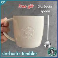 ราคา แก้วสตาร์บัคทรงช้อน แก้วเซรามิกสีขาวแบบคลาสสิกสำหรับเป็นของขวัญฟรีแก้วกาแฟโลโก้นูนลายเทพธิดาถ้วยคู่355 473มล (10507554670)