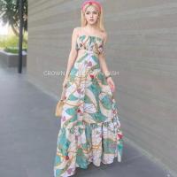 ราคา Maxi dress เดรสสายเดี่ยว เดรสไข่มุก เดรสลายโซ่ เดรสสายเดี่ยว เดรสเว้าเอว (9939989016)
