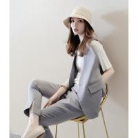 ราคา เสื้อเบลเซอร์แขนกุดใส่ทำงานแบบบางดีไซน์มินิมอลเสื้อโค้ทผู้หญิงเสื้อกั๊กลำลองแฟชั่นฤดูร้อนปี2022สำหรับผู้หญิง ชุดทำงานสาวอวบ ชุดทำงานสาวอวบ (15732028342)