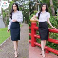 ราคา กระโปรงนักศึกษาทรงเอทรงพิธีการผ้าเสริทสีกรมและสีดำ ผ้าไม่ยืด (11058472929)