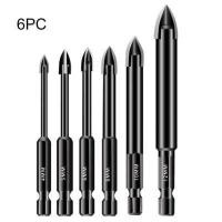 ราคา 6Pcs หัวเจาะชุด4 5 6 8 10 12Mm คาร์ไบด์ดอกเจาะกระเบื้องหัวเจาะ Hex Shank Spear หัวเจาะหัวเจาะสำหรับกระเบื้องกระจกกระจกเซรามิกหินอ่อนเครื่องเคลือบ (7763942616)