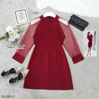 ราคา พร้อมส่ง ชุดเดรสสีชมพู ใส่ออกงาน ไปงานแต่งงาน เดรสชมพู สีเรียบหรู ไม่มีลาย สาวอวบนิดๆใส่ได้ค่ะ8581 (14506330887)